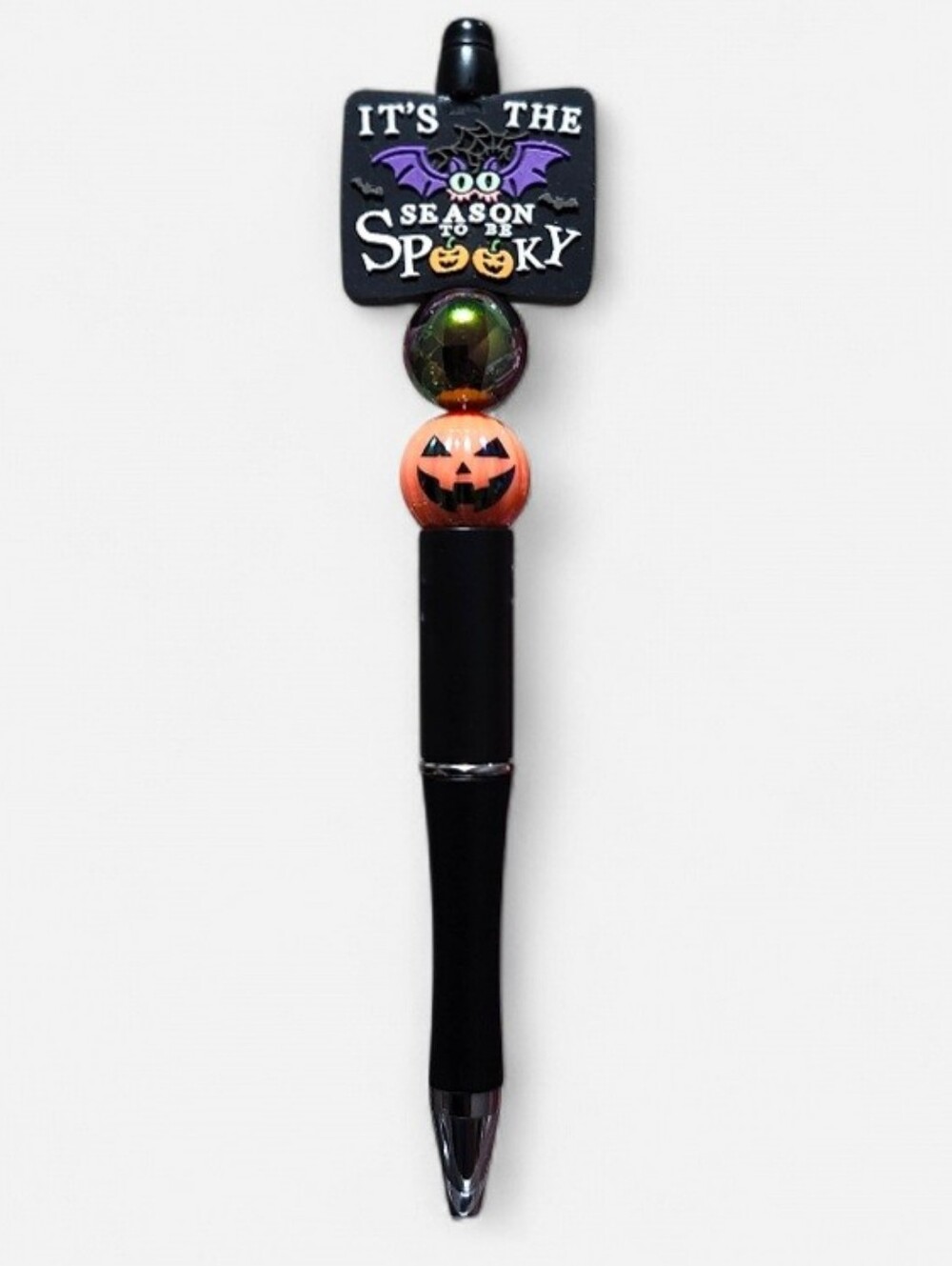 Halloween Spooky Season Jack O Lantern  Beaded Ballpoint Twist Pen Black